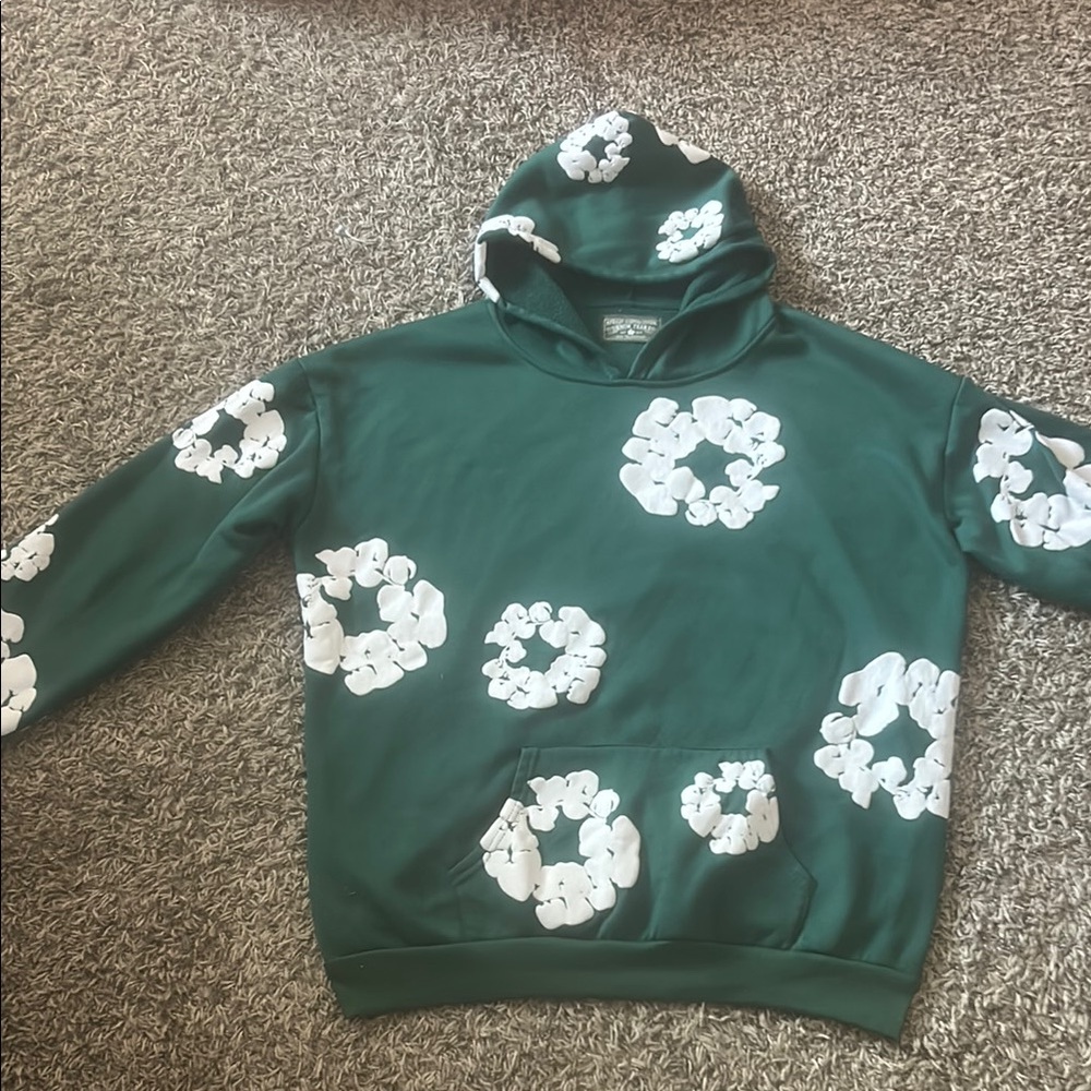Green and White Patterned Hoodie